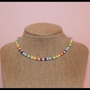 rainbow seed bead necklace
